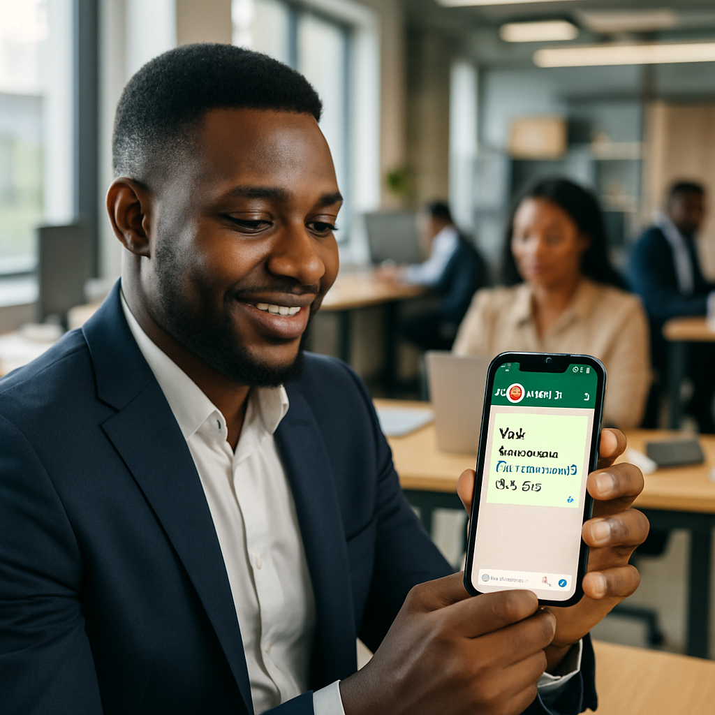 A customer receiving a personalised WhatsApp response from Abby AI, showing a ticket number and friendly local language